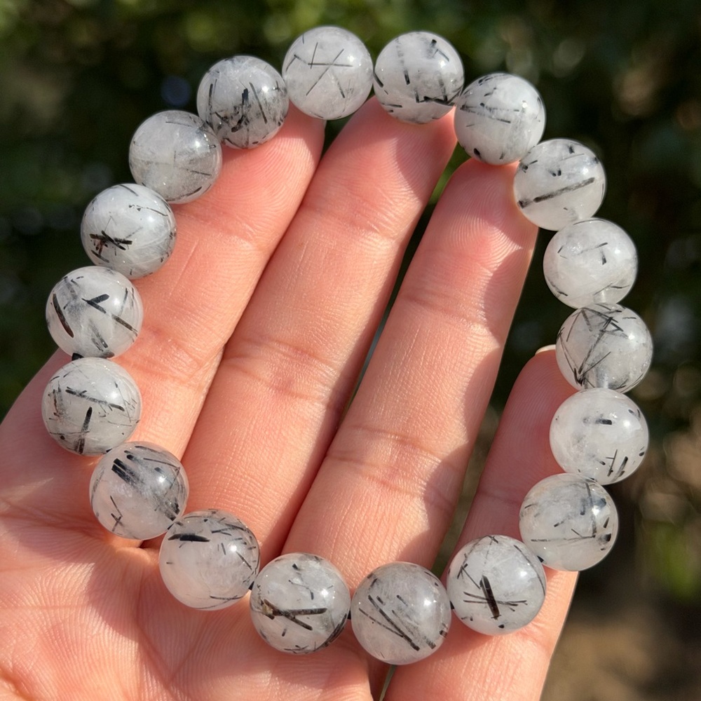 11.5mm stretchable black rutilated quartz bracelet 1165